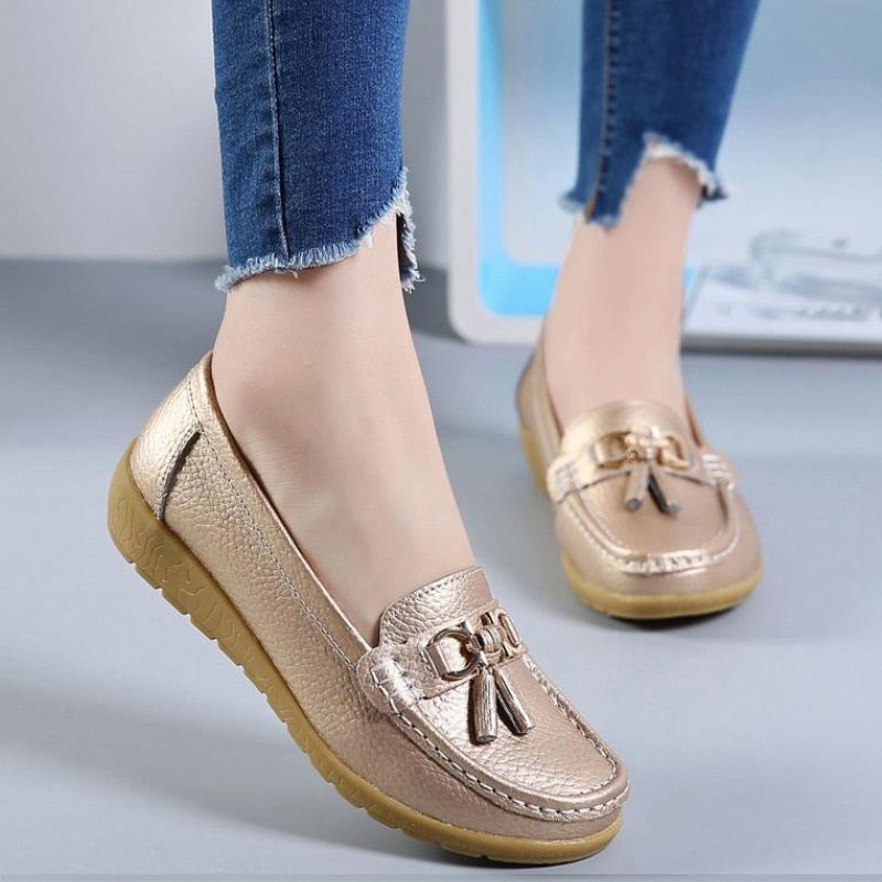 Mocassin en cuir, ultra légères, confortable et elegant pour femmes - Chaussure Ideale